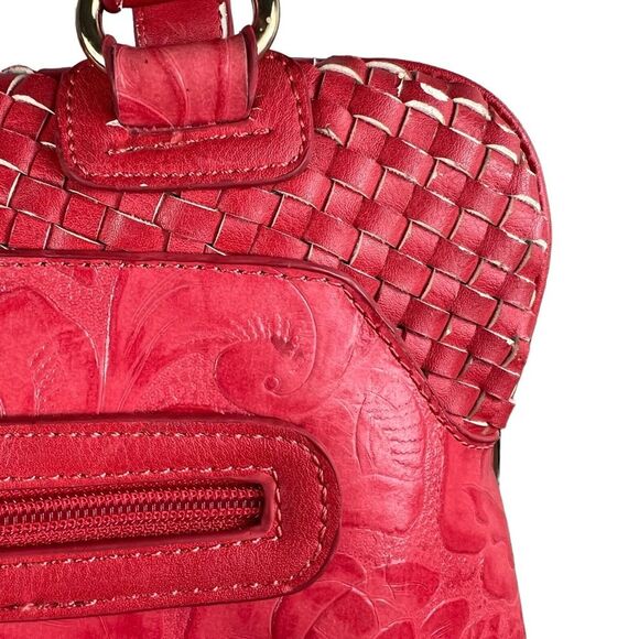 MC Coral Pink Purse Shoulder Bag Large Embossed Faux Leather - Picture 5 of 16